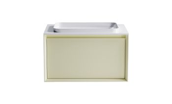 Тумба Фрейм 70 с 1ящ RAL1013 мат. с раковиной Антарес бел гл. и столешницей Solid бел гл. 4631177713774 — фото 1, Тумбы с раковиной