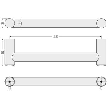 Поручень прямой Поручень Сунержа прямой d 28 мм / L 300 Шампань 020-3012-0300 — фото 3, Поручни для ванной