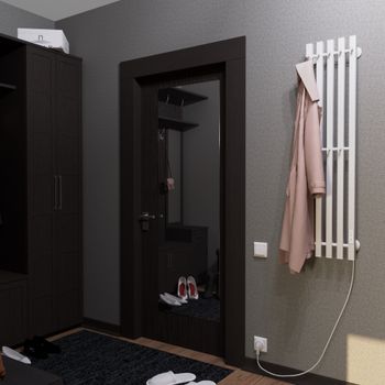 Полотенцесушитель электрический INARO ПРОФИЛЬНЫЙ 1200х240 правый, скр.монтаж, СНШ, белый матовый(RAL 9016), (Ferrum, 8 крючков), Маргроид Inaro-12024-1081-9016R — фото 3, Электрические полотенцесушители