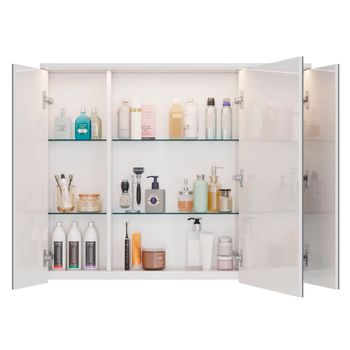 Шкаф зеркальный Lemark ZENON 100х80 см 3-х дверный, с козырьком-подсветкой, с розеткой, цвет корпуса LM100ZS-Z — фото 1, Зеркальные шкафы в ванную