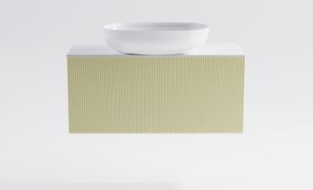 Тумба М-40 Slim 100см 1ящ RAL1013 мат./волна, раковина Атрия бел гл., столешница Solid бел гл. 4631177714672 — фото 1, Тумбы с раковиной