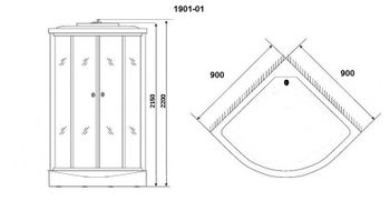 Душевая кабина Niagara Ultra NG-1901-01 (90х90х220) низкий поддон(16см),черный,стекло тонированное,4 места 19010134 — фото 3, Душевые кабины