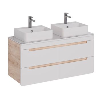 Тумба Lemark OLIVIA 125 см под 2 раковины, подвесная,4 ящика, цвет корпуса: Дуб кантри, цвет фасада: LM08OL125T — фото 4, Тумбы под раковину