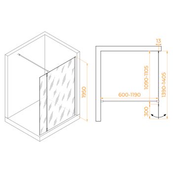 Душевая перегородка RGW WA-051B (WA-010B + Z-071B) 1400 351005143-14 — фото 14, Душевые перегородки