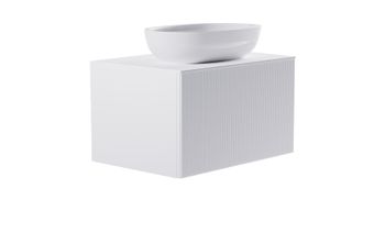 Тумба М-40 70см 1ящ белый матовый./волна, раковина Атрия бел глянец, столешница Solid бел матовый 4631177714757 — фото 5, Тумбы с раковиной