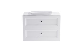 Тумба Классик 100см 2ящ белый мат., раковина Ретро бел глянц, столешница Solid белый мат. 4631177715891 — фото 2, Тумбы с раковиной