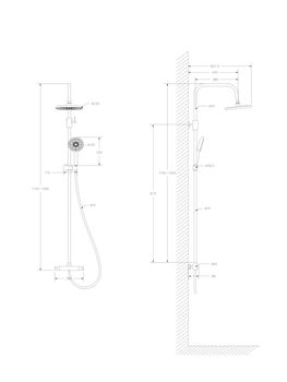 BOND B12-8200 Душевая стойка с термостатом и тропическим душем — фото 17, Душевые стойки
