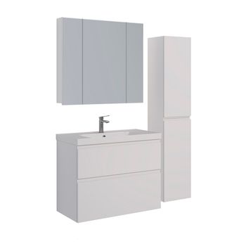 Тумба Lemark VEON 90 см под 1 раковину, подвесная/напольная, 2 ящика, цвет корпуса, фасада: Белый гл LM01V90T — фото 5, Тумбы под раковину