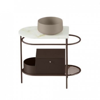 Ящик выдвижной Artceram Flair 3.0 и боковая секция для металлической консоли цвет moka ACM037 56 — фото 1, Мебель для ванной