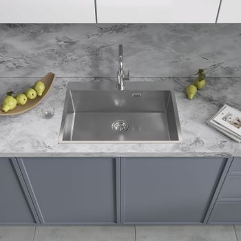 Кухонная мойка Reflexion Iseo RX2265BL оружейная сталь — фото 329, Кухонные мойки