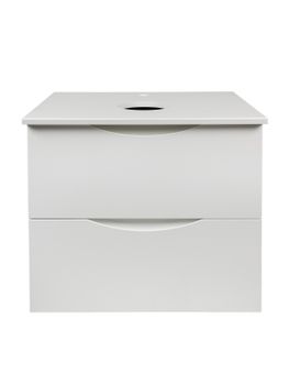 BOND Cube T55605 Тумба со столешницей подвесная белая матовая без раковины — фото 2, Тумбы под раковину