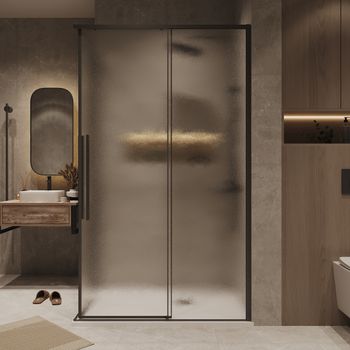 Душевое ограждение Grossman Galaxy 1/2.K33.01.12.21.02-1/2.K33.01.80L.21.02 (120х80х195) раздвижная,черный матовый,стекло шиншилла,2 места 300.K33.01.12R80L.21.02 — фото 4, Душевые кабины и ограждения