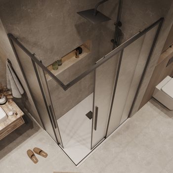 Душевое ограждение Grossman Galaxy 1/2.K33.01.12.21.02-1/2.K33.01.80L.21.02 (120х80х195) раздвижная,черный матовый,стекло шиншилла,2 места 300.K33.01.12R80L.21.02 — фото 5, Душевые кабины и ограждения