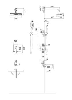 Душевая система скрытого монтажа Grossman Classic 501.K35.04.210 черный матовый,1 место — фото 8, Душевые системы