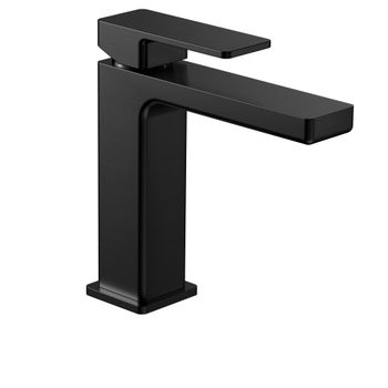 AQM6810MB Savona Смеситель для раковины 125мм, гладкий, подводка 1⁄2", черный матовый — фото 1, Смесители для раковины