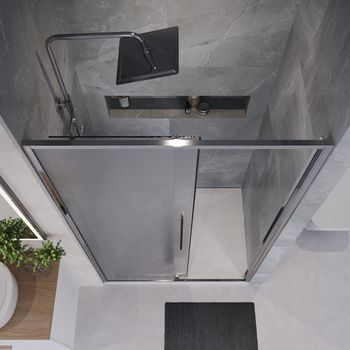 Дверь в нишу Niagara Nova NG-65-13CH (130х195) хром,стекло шиншилла,дверь раздвижная,1 место — фото 6, Душевые двери в нишу