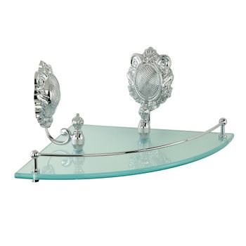 CLEOPATRA Полка c галереей угловая, стекло матовое/хром 16666 — фото 1, Полки для ванной и душа