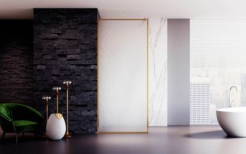 Душевая перегородка Veconi Korato KR-81RG, 1100x2000, брашированное золото, стекло дождь KR81RG-110-06-C8 — фото 1, Душевые перегородки