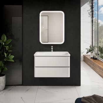 AQM900480WH "S4" тумба под умывальник подвесная 80 см., цвет белый глянец. — фото 1, Тумбы под раковину