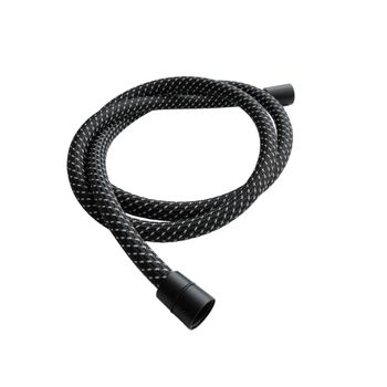 AQM1503MB Шланг душевой текстиль, ПВХ, 1500 мм, с латун конич гайкой и защитой от скруч, черный мат — фото 1, Душевые шланги