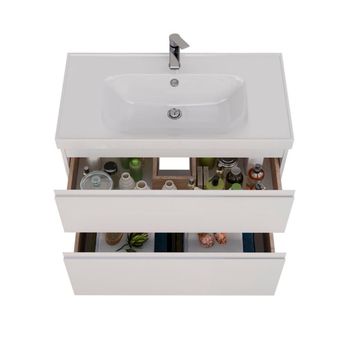 Тумба Lemark VEON 90 см под 1 раковину, подвесная/напольная, 2 ящика, цвет корпуса, фасада: Белый гл LM01V90T — фото 2, Тумбы под раковину