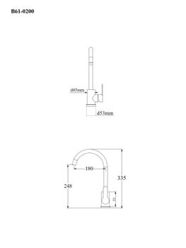 BOND Smart B61-0200 Смеситель для кухни однорычажный с поворотным изливом — фото 14, Смесители для кухни