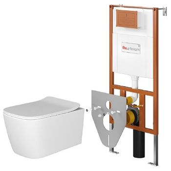 Комплект Artceram A16: унитаз ASV003 01 00 подвесной безободковый + сиденье + инсталляция 700.101.03 — фото 1, Комплекты унитаз + инсталляция