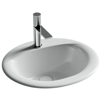 Раковина встраиваемая сверху CERAMICANOVA Sun овальная с переливом 515x455x200 мм цвет белый арт. CN6080 — фото 1, Раковины встраиваемые сверху