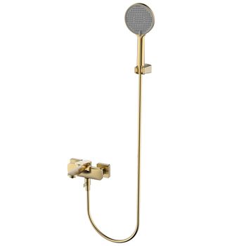 AQM6712BG Imola Смеситель для ванны, с душевым набором, Ø120 мм, 3 режима, Brushed gold — фото 1, Смеситель для ванны
