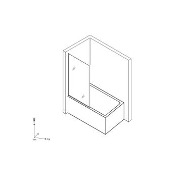 Шторка на ванну стеклянная D&K Berlin DG1007001, 140*70, хром полированный — фото 1, Шторки на ванну