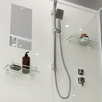 Душевая кабина Niagara Standart ST100/80/15Q/BK (100х80х200) прямоугольник,поддон 15см,распашная,проф.белый,без крыши,3 места — фото 9, Душевые кабины