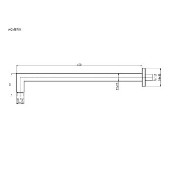 AQM8704GM Держатель верхнего душа, L=400 мм, настенный, металл — фото 2, Кронштейны для верхнего душа