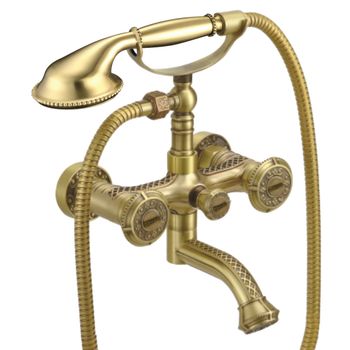 Jasmine Смеситель для ванны, пов.излив 152мм держ.на теле лейка, р/ДВ, бронза, LM, LM6614B — фото 1, Лейки для душа