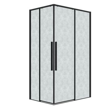 Душевое ограждение Grossman Galaxy 1/2.K33.01.12.21.02-1/2.K33.01.80L.21.02 (120х80х195) раздвижная,черный матовый,стекло шиншилла,2 места 300.K33.01.12R80L.21.02 — фото 1, Душевые кабины и ограждения