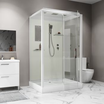 Душевая кабина Niagara Standart ST100/80/15Q (100х80х215) прямоугольник,поддон 15см,распашная,проф.белый,3 места — фото 4, Душевые кабины