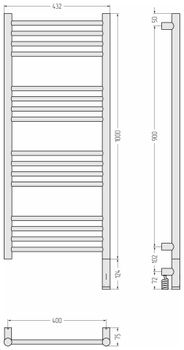 Полотенцесушитель электрический Сунержа Богема 3.1 прямая 1000х400 МЭМ правый Матовый чёрный 31-6005-1040 — фото 3, Электрические полотенцесушители