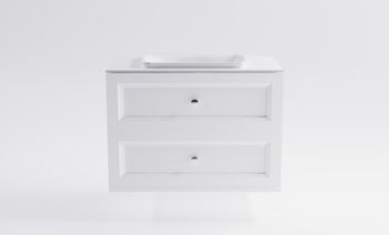 Тумба Классик 90 с 2ящ белый мат. с раковиной Ретро бел гл. и столешницей Solid бел гл. 4631177714399 — фото 1, Тумбы с раковиной