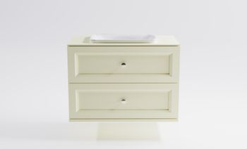 Тумба Классик 90см 2ящ RAL1013 мат., раковина Ретро бел глянц, столешница Solid в цвете 4631177715815 — фото 1, Тумбы с раковиной