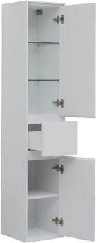 Шкаф-пенал Aquanet Милан 35 белый глянец (с ящиком) 00339957 — фото 6, Пеналы для ванной комнаты