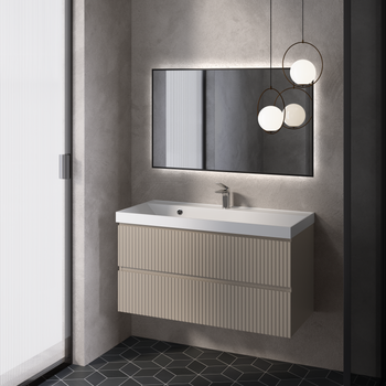 AQM900110BG "S1" Тумба под умывальник подвесная 100 см., цвет бежевый. — фото 4, Тумбы под раковину