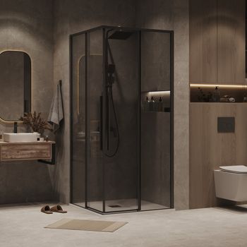 1/2 душевого ограждения Grossman Galaxy 1/2.K33.01.10.21.10 (100х195) черный матовый,стекло тонированное, 1 место — фото 2, Душевые кабины и ограждения