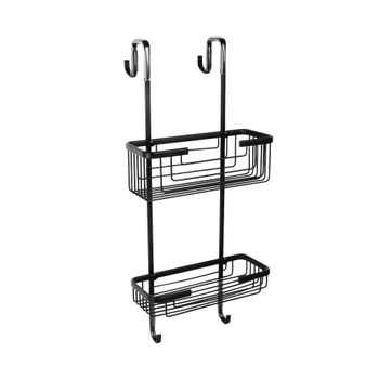 Полка для душевой кабины Fixsen прямая двухэтажная черная латунь FX-854B-2 — фото 1, Полки для ванной и душа
