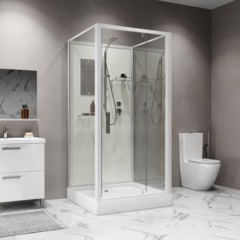 Душевая кабина Niagara Standart ST100/15Q/BK (100х100х200) квадрат,поддон 15см,распашная,проф.белый,без крыши,3 места — фото 3, Душевые кабины