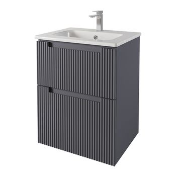 Тумба EUPHORIA, 60 см, подвесная/напольная, 2 ящика, серый базальт матовый 99.2021 — фото 3, Тумбы под раковину