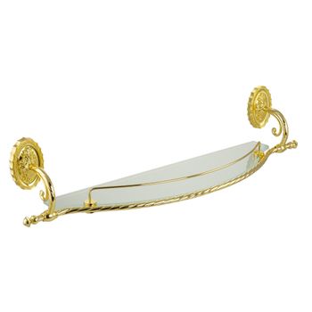 EDERA Полка с галереей, L65 см, стекло/золото 16946 — фото 1, Полки для ванной и душа