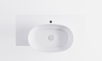 Тумба М-40 Slim 100см 1ящ белый мат./волна, раковина Атрия бел глянц, столешница Solid белый мат. 4631177716133 — фото 1, Тумбы с раковиной