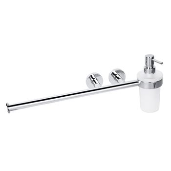 104019012 OMEGA Держатель для полотенца с дозатором для жидкого мыла, хром BEMETA — фото 1, Дозаторы