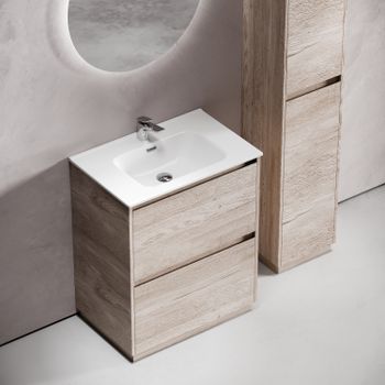 Тумба под раковину SANCOS Libra Floor напольная, 690х450х840, c двумя ящиками оснащенными доводчиками, дуб галифакс натуральный, арт. LB70FEG — фото 4, Тумбы под раковину