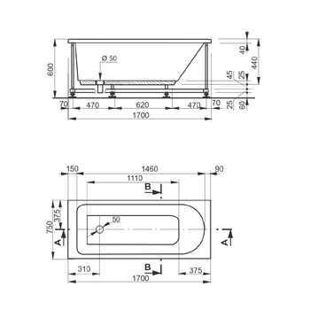 Veedi Ванна акриловая Mira 170х75 с каркасом SET13217075 — фото 1, Акриловые ванны