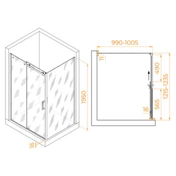 Душевой уголок RGW TO-44-1B (TO-14B + Z-060-2B) 1200x1000 020744120-14 — фото 1, Душевые уголки